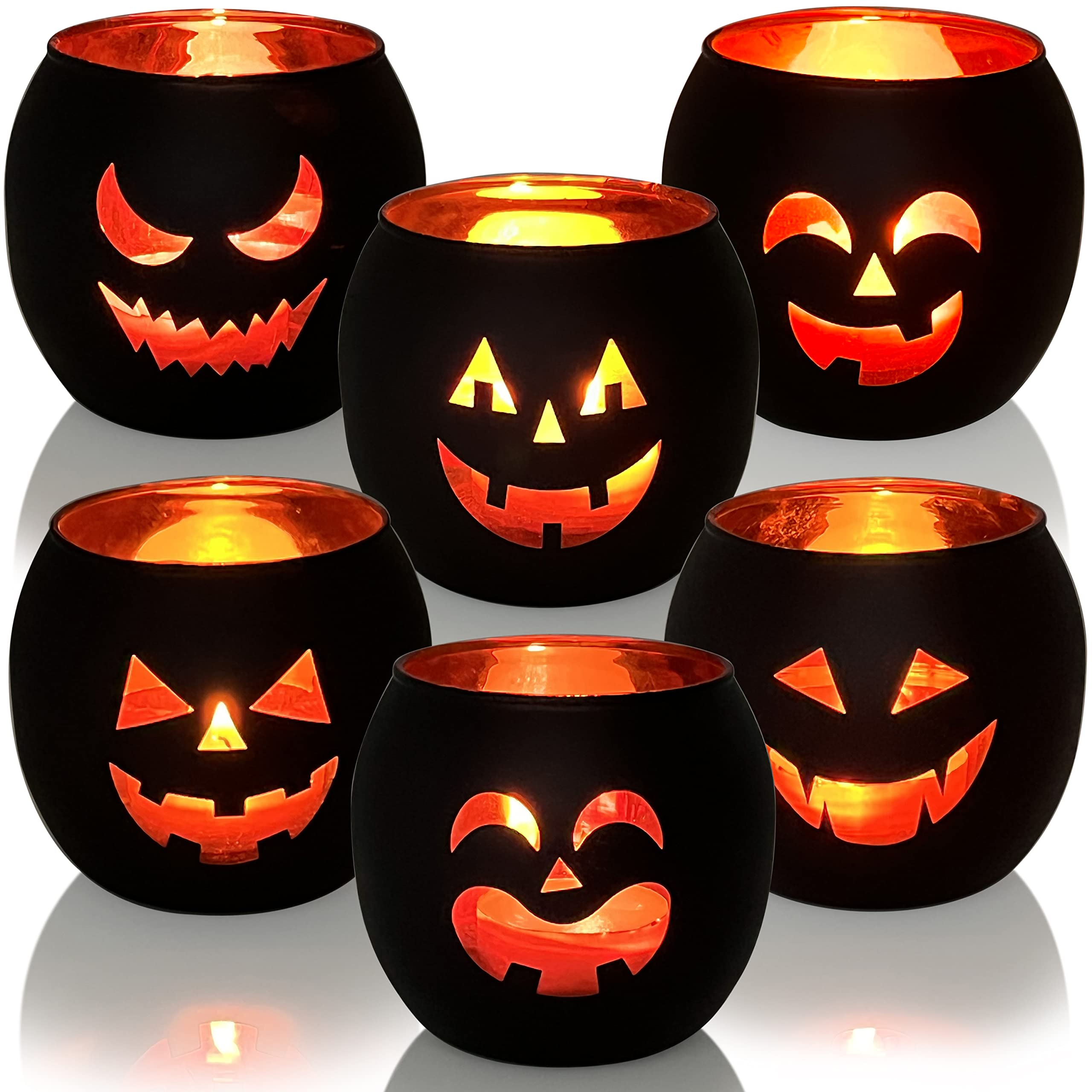 Amazon.com: Halloween Table Decor Set of 6, Jack O Lanterns Black